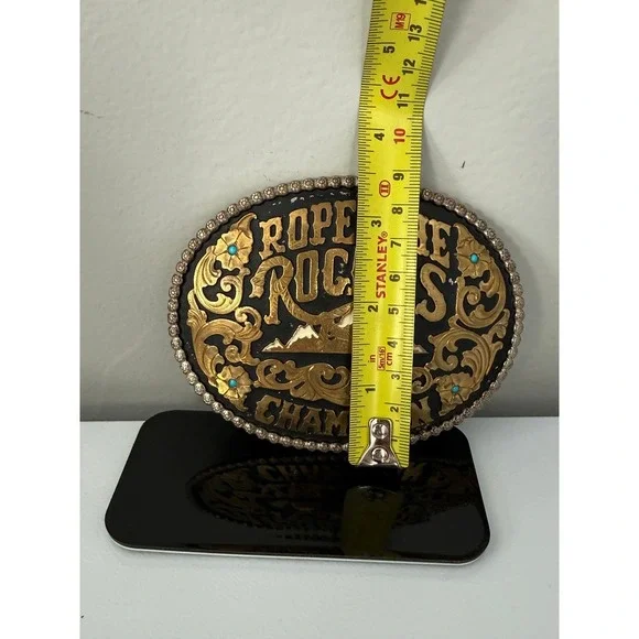Red Bluff Buckles ROPE THE ROCKIES CHAMPION Western Belt Buckle Turquoise Gem